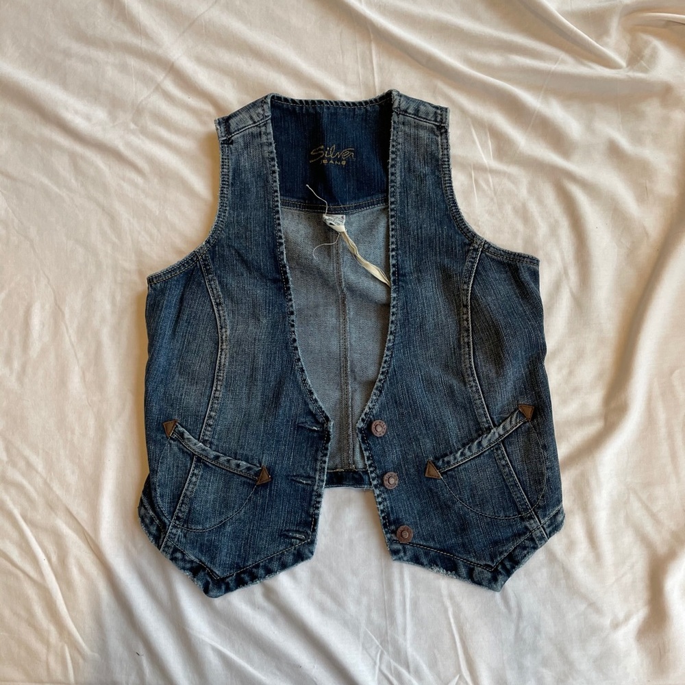Silver jean vest